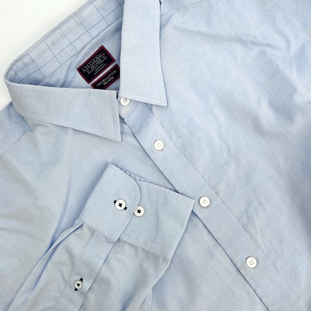 UNTUCKit Men's Sz XXL Tall Light Blue Long-Sleeve Yount Ridge Wrinkle-Free Shirt